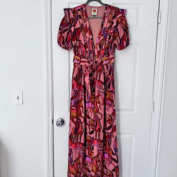 FARM Rio Multicolor Long Sleeve Maxi Overalls Women - Picture 5 of 11